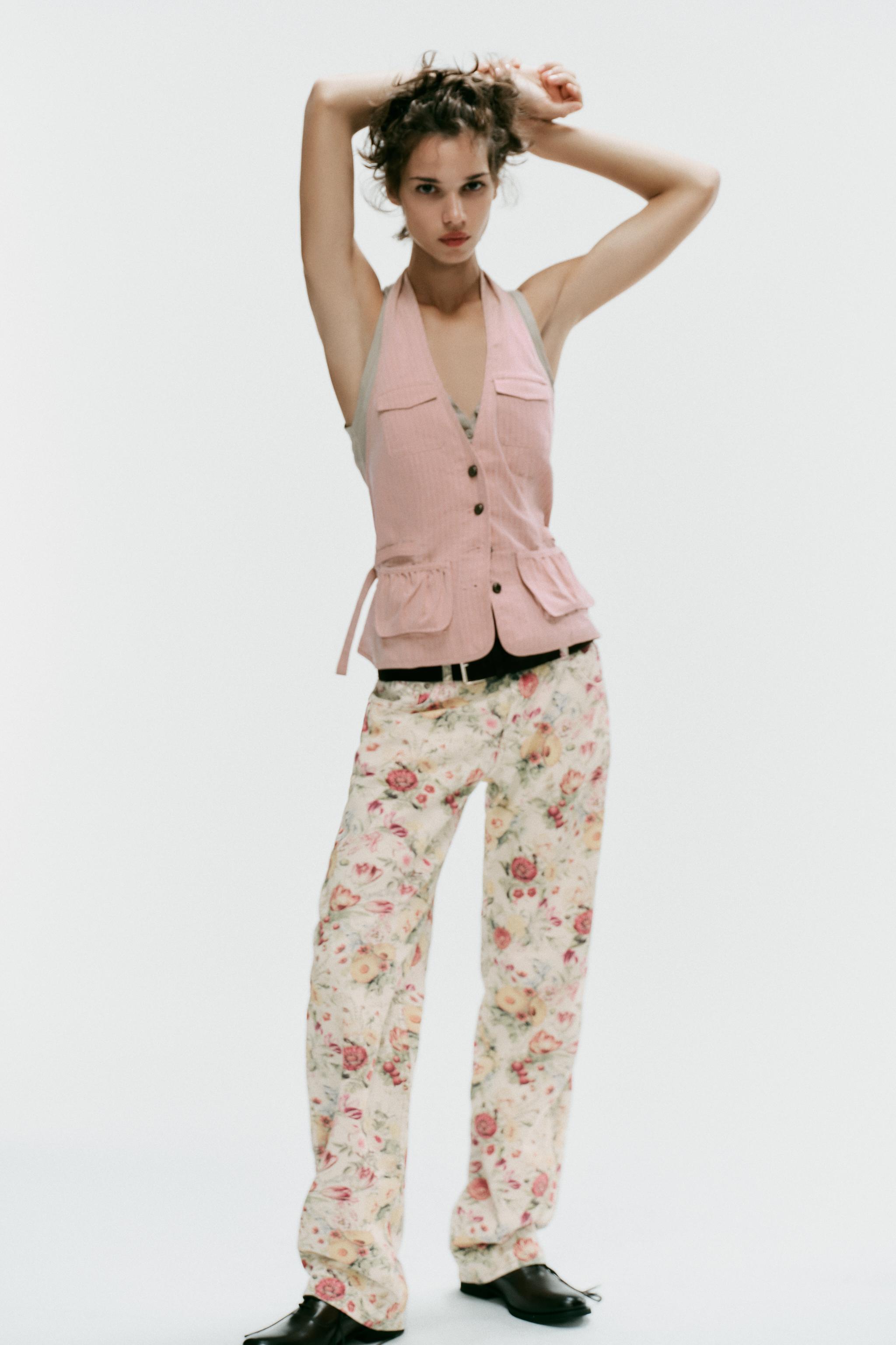 STRIPED HALTER TOP WITH POCKETS
